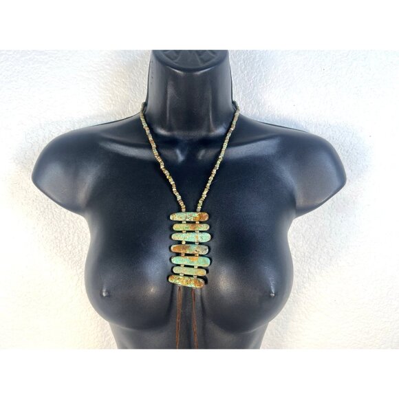 Jewelry - vtg Southwest Native American Royston Turquoise Sterling Statement Necklace 22''